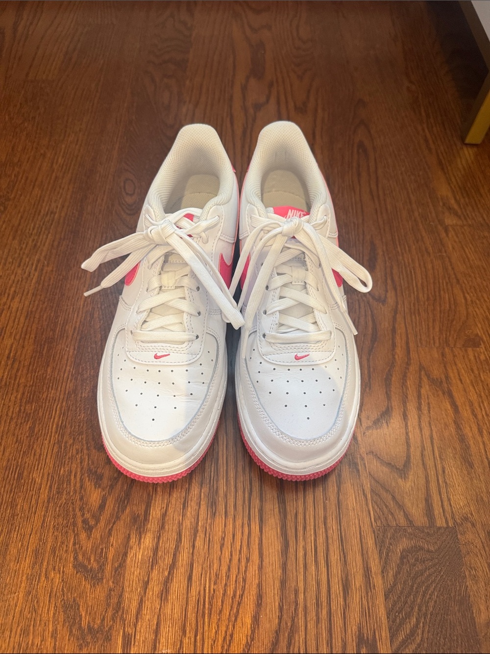 Nike Kids White Sneakers with Pink Accents